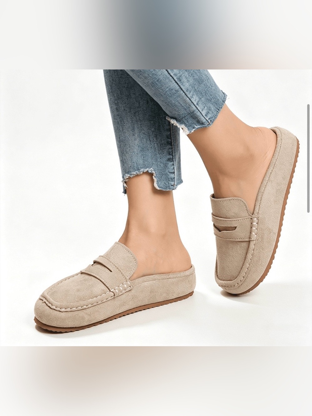 Women's BRAND NEW Faux Suede Penny Loafer Mule Clogs, Casual Backless Loafers - Picture 6 of 8